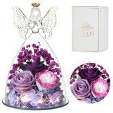 Tiaronics glass angel front view showing preserved roses and elegant shape for lasting decor