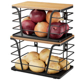 TIDIIABODE front view showing bamboo top and neat vegetable storage benefit: organized counter