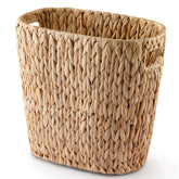 Tidita front view of wicker waste basket showing shape and natural finish, adds warmth