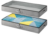 TidyCorner front view of grey under-bed storage showing neat low profile and accessibility