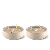 TIKI front view of 7-inch concrete citronella candles showcasing elegant outdoor décor benefit