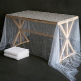 TIMECOSY front view of two white runners showing elegant tabletop coverage and appeal