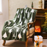 Tingjoo front view green Christmas tree throw showing festive decor benefit