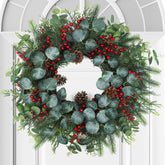 TISEMENT front door wreath hung on door showing welcoming curb appeal