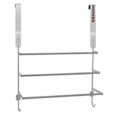 TIUTCOX front view over-the-door towel rack showing three tiers and silver finish, space-saving benefit