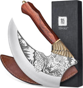 TIVOLI ulu knife front view showcasing full blade and balance benefit