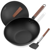 Todlabe wok front packaging showing included lid and spatula for convenience