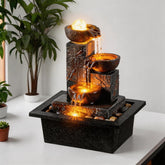 Tolevoit front view showing three bowls and warm LED, enhancing calm decor