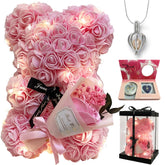 TONGSUNA front view of rose teddy in gift box showing elegant presentation