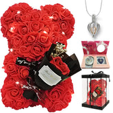 TONGSUNA front view of rose teddy bear showing lasting decorative appeal
