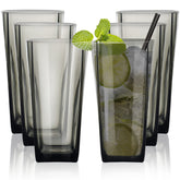 Top-spring front view of grey 20 oz tumbler set showing modern look and safety