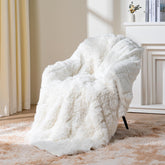 Topblan front view showing shaggy faux fur and twin size, highlighting cozy comfort
