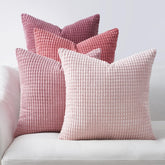 Topfinel front view of four striped pink pillow covers showing coordinated set benefit
