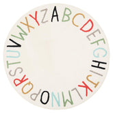 Topotdor round ABC rug front view showing multicolor letters and inviting surface