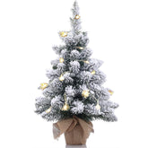 Topro front view of pre-lit 20-inch mini Christmas tree showing full shape and flocking, enhancing cosy decor