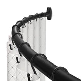 TOPROD front view of curved rod showing finish and profile, improves shower space
