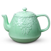 toptier front view teapot showing light green finish and pleasing shape