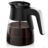 TORETAS front view glass carafe showing full 10-cup capacity and clear markings