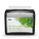 Tork Xpressnap front view showing sleek black housing and quick access benefits