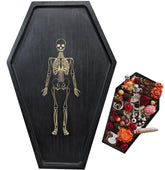 TOSOENPHY coffin tray front view showing full skeleton engraving and serving surface