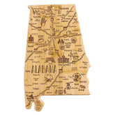 Totally Bamboo engraved front showing Alabama map and landmarks, great for themed serving