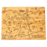Totally Bamboo front engraved Colorado board showcased for serving