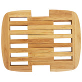 Totally Bamboo trivet front view showing compact storage and elegant finish benefit: saves space