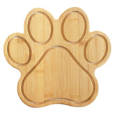 Totally Bamboo paw board front view shows playful shape and serving benefit