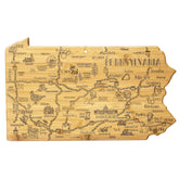 Totally Bamboo front engraved Pennsylvania map for attractive serving