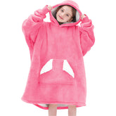 Touchat front view of pink wearable blanket hoodie showing cozy design and hood benefit