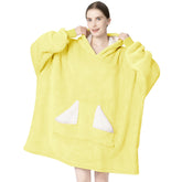 Touchat front view of lemon yellow wearable blanket hoodie showing cozy coverage and warmth