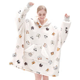 Touchat front view oversized hooded blanket showing roomy fit and hood for warmth
