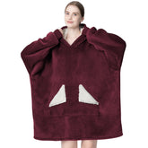 Touchat front view wine hoodie showing roomy fit and cozy appearance benefits warmth