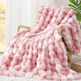 Touchat pink throw front view adds cozy decorative warmth