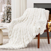 Touchat front folded throw showing ruched texture and plush look for instant room upgrade