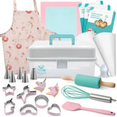 TOVLA JR. front packaging showing full unicorn baking kit and storage case, inspiring play