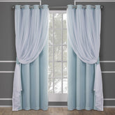 TOWN & COUNTRY LUXE front view of aqua Talia panels showing elegant drape and color