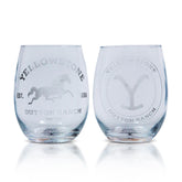 Toynk stemless glass front view showing Dutton Ranch logo and ranch style appeal