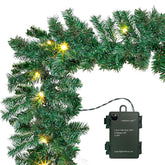 TQS garland front view showing pre-lit decoration and fullness