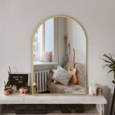 TRAHOME arch mirror front view showing gold frame and elegant silhouette benefit: instant style