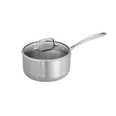 Tramontina front view showing polished stainless-steel and 3-quart capacity benefit