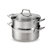 Tramontina front view of 5-quart steamer set shows professional finish and versatility