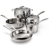 Tramontina front view of complete 9-piece set showing versatile pieces