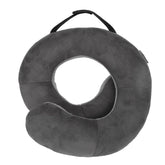 Travelon wrap-n-rest pillow front view showing U-shape and neutral colors for travel convenience