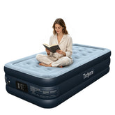trdymi front view of full inflated twin air mattress showing elevated comfort