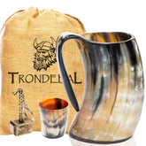 Trondebal front view horn mug showing full shape and rustic charm, adds unique barware appeal
