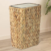 Trongee front view small rattan trash can showing compact shape and style