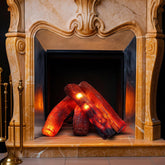 Tuanse front view of four realistic flameless logs creating cozy ambiance