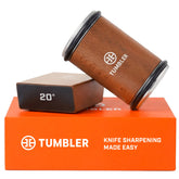 TUMBLER front view showing wooden handle and compact sharpener design, precise control