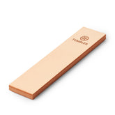 TUMBLER strop front view showing wood and leather, improves edge polish